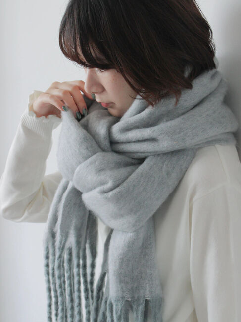 Samansa Mos2 blue「ボリュームフリンジマフラー」|その他|ミント