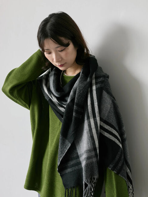 Samansa Mos2 blue「チェックマフラー」|その他|