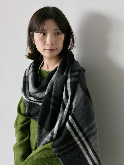 Samansa Mos2 blue「チェックマフラー」|その他|