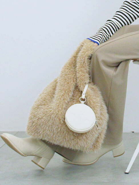 Samansa Mos2 blue「フェイクファーマルシェバッグ」|その他|ベージュ