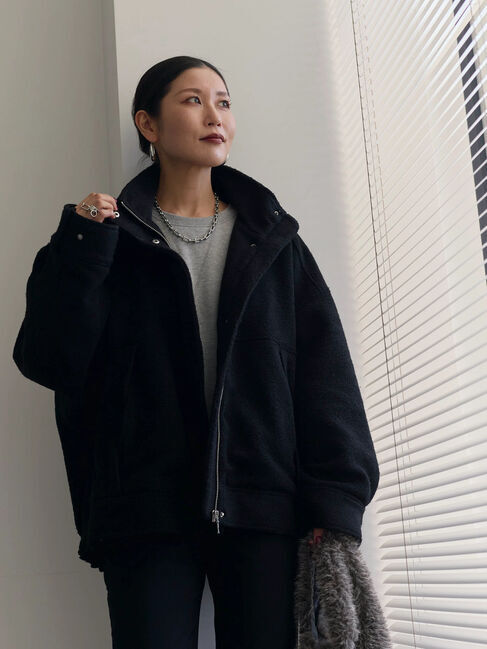 Samansa Mos2 blue「スライバーBIGブルゾン」|その他|