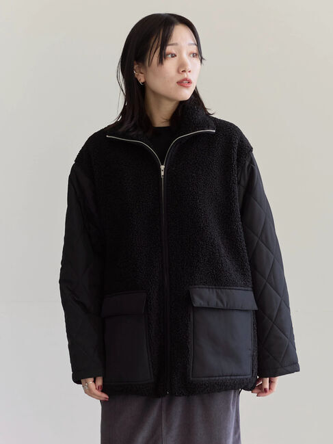 Samansa Mos2 blue「スタンドボアキルトジャケット」|その他|