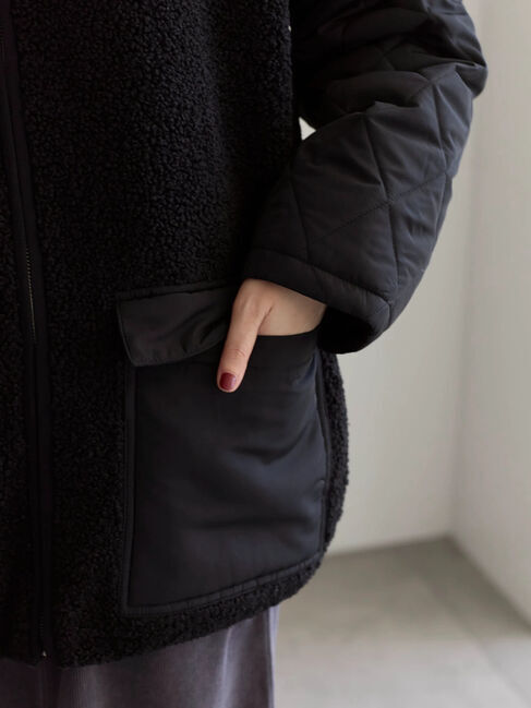 Samansa Mos2 blue「スタンドボアキルトジャケット」|その他|