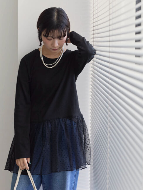 Samansa Mos2 blue「ペプラムプルオーバー」|Tシャツ・カットソー|