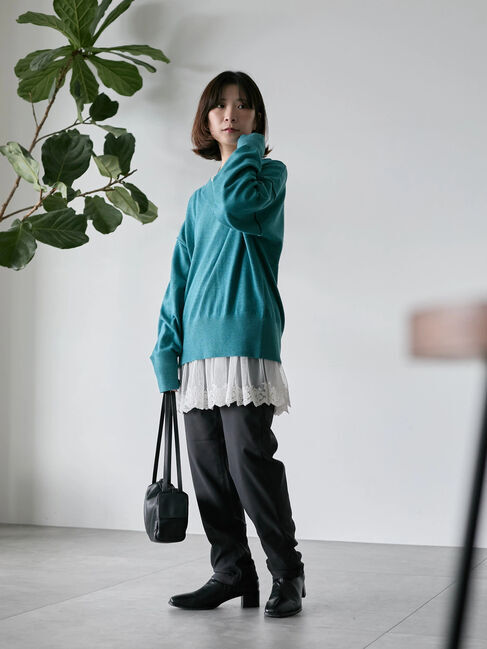 Samansa Mos2 blue「ペプラムプルオーバー」|Tシャツ・カットソー|