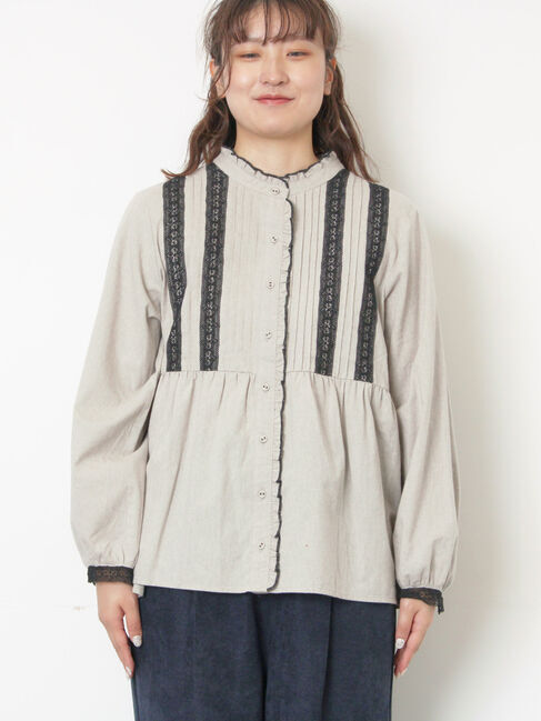 Samansa Mos2「フリルバンドカラーブラウス」|シャツ・ブラウス|