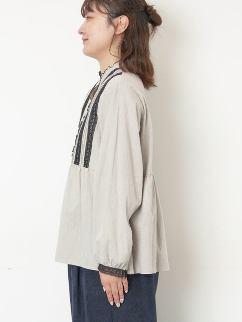 Samansa Mos2「フリルバンドカラーブラウス」|シャツ・ブラウス|