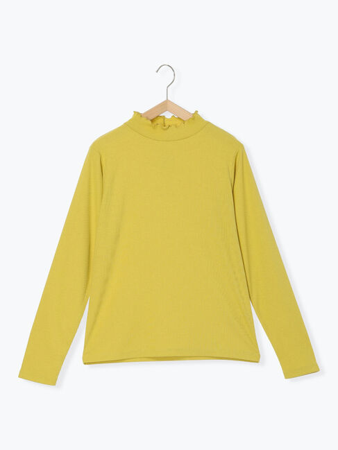 Samansa Mos2 blue「【吸湿発熱】リブフリル衿PO」|Tシャツ・カットソー|