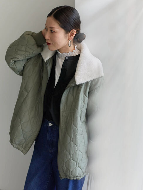 Samansa Mos2 blue「切替タックブラウス」|シャツ・ブラウス|