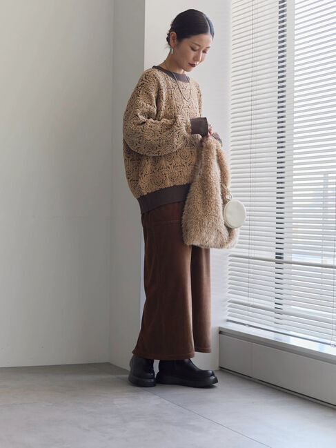 Samansa Mos2 blue「ジャカードモールニットプルオーバー」|ニット・セーター|