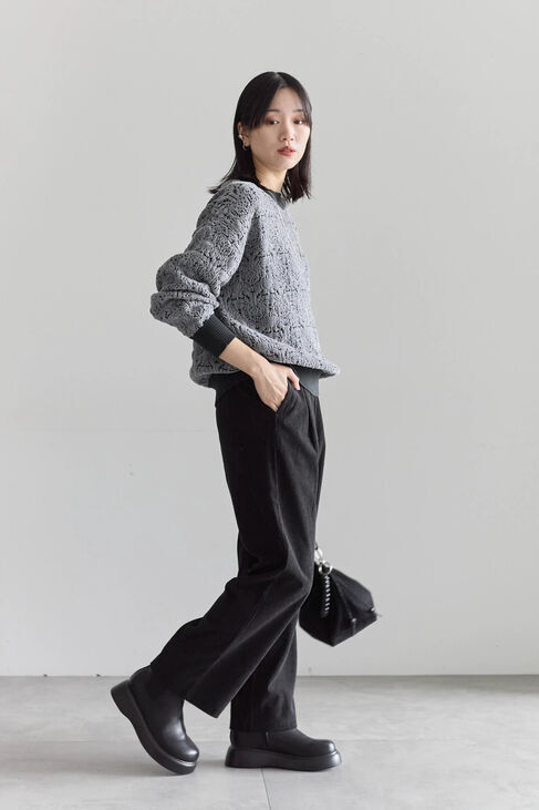 Samansa Mos2 blue「ジャカードモールニットプルオーバー」|ニット・セーター|