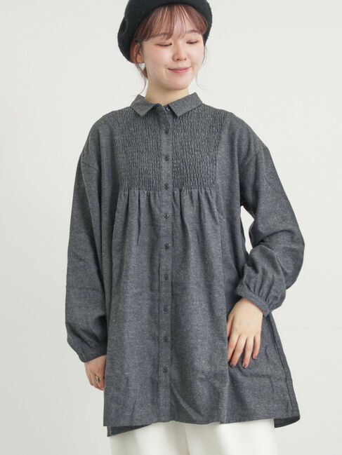 Samansa Mos2「シャーリング切替チュニック」|シャツ・ブラウス|