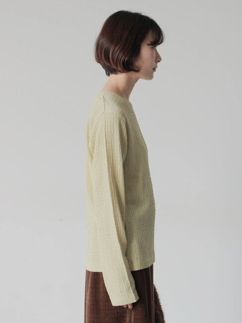 Samansa Mos2 blue「ふくれジャカードクルーネックプルオーバー」|Tシャツ・カットソー|