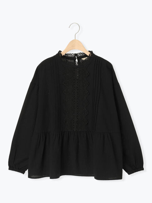 Samansa Mos2「前立てレース切替ブラウス」|シャツ・ブラウス|