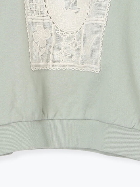 Samansa Mos2「裏毛CAT柄パーツレース付スウェット」|Tシャツ・カットソー|