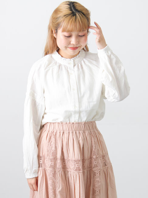 Samansa Mos2「袖シャーリングギャザーブラウス」|シャツ・ブラウス|オフホワイト