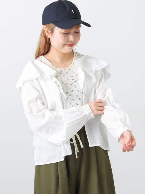 Samansa Mos2「フリル襟ブラウス」|シャツ・ブラウス|オフホワイト