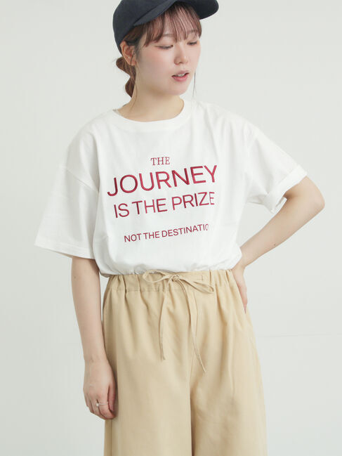 Samansa Mos2「ロゴ刺繍Tシャツ」|Tシャツ・カットソー|オフホワイト