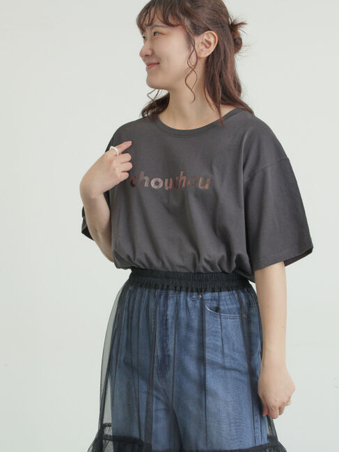 Samansa Mos2「【接触冷感】箔プリントTシャツ」|Tシャツ・カットソー|