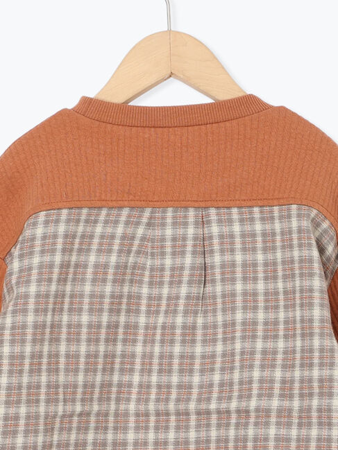 Samansa Mos2 Lagom「チェック切替トレーナー」|Tシャツ・カットソー|