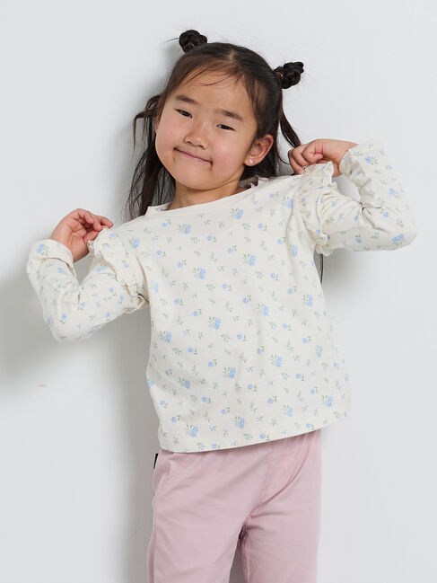 Samansa Mos2 Lagom「肩フリル花柄ロンT」|Tシャツ・カットソー|オフホワイト