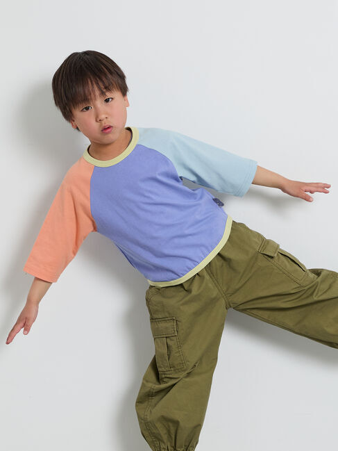 Samansa Mos2 Lagom「クレイジー配色7分袖ラグランT」|Tシャツ・カットソー|