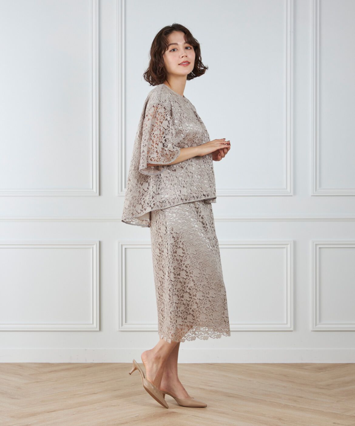 7-IDconcept.「レースセミタイトスカート」|タイト|