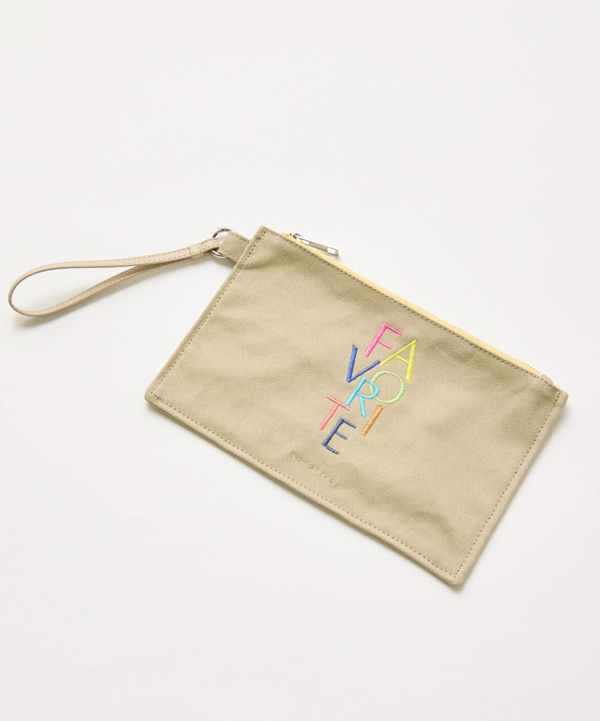 FAVORITE SUKINAMONO「《RAINBOW COLLECTION》刺繍ロゴキャンバスポーチ」|ポーチ|ベージュ2