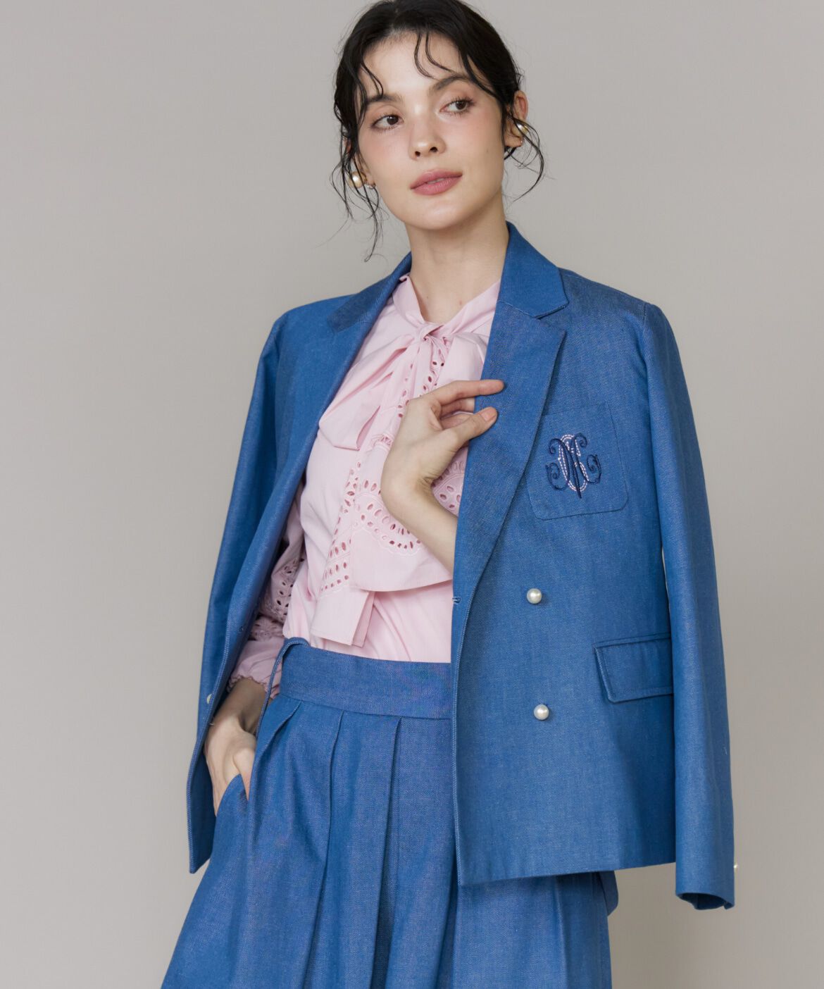 Maglie le cassetto「《大きいｻｲｽﾞ》《WEB･POPUP限定》刺繍ｺﾝﾊﾟｸﾄﾃﾞﾆﾑｼﾞｬｹ  」|デニムジャケット|