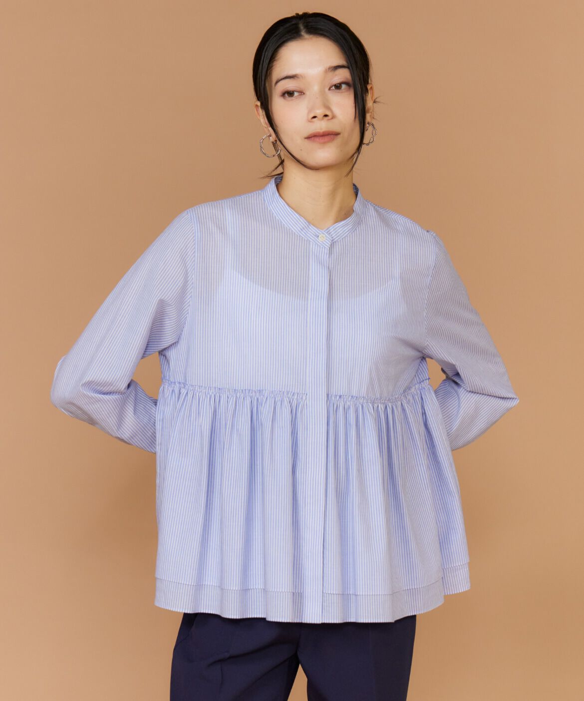 INED「《大きいサイズ》レイヤードブラウス」|シャツ・ブラウス|サックス3