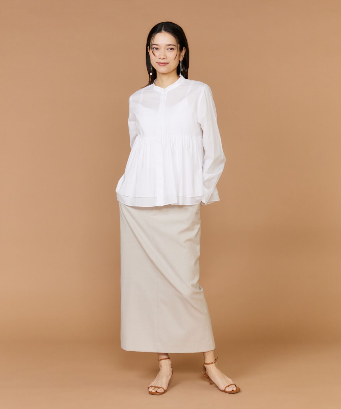 INED「《大きいサイズ》レイヤードブラウス」|シャツ・ブラウス|