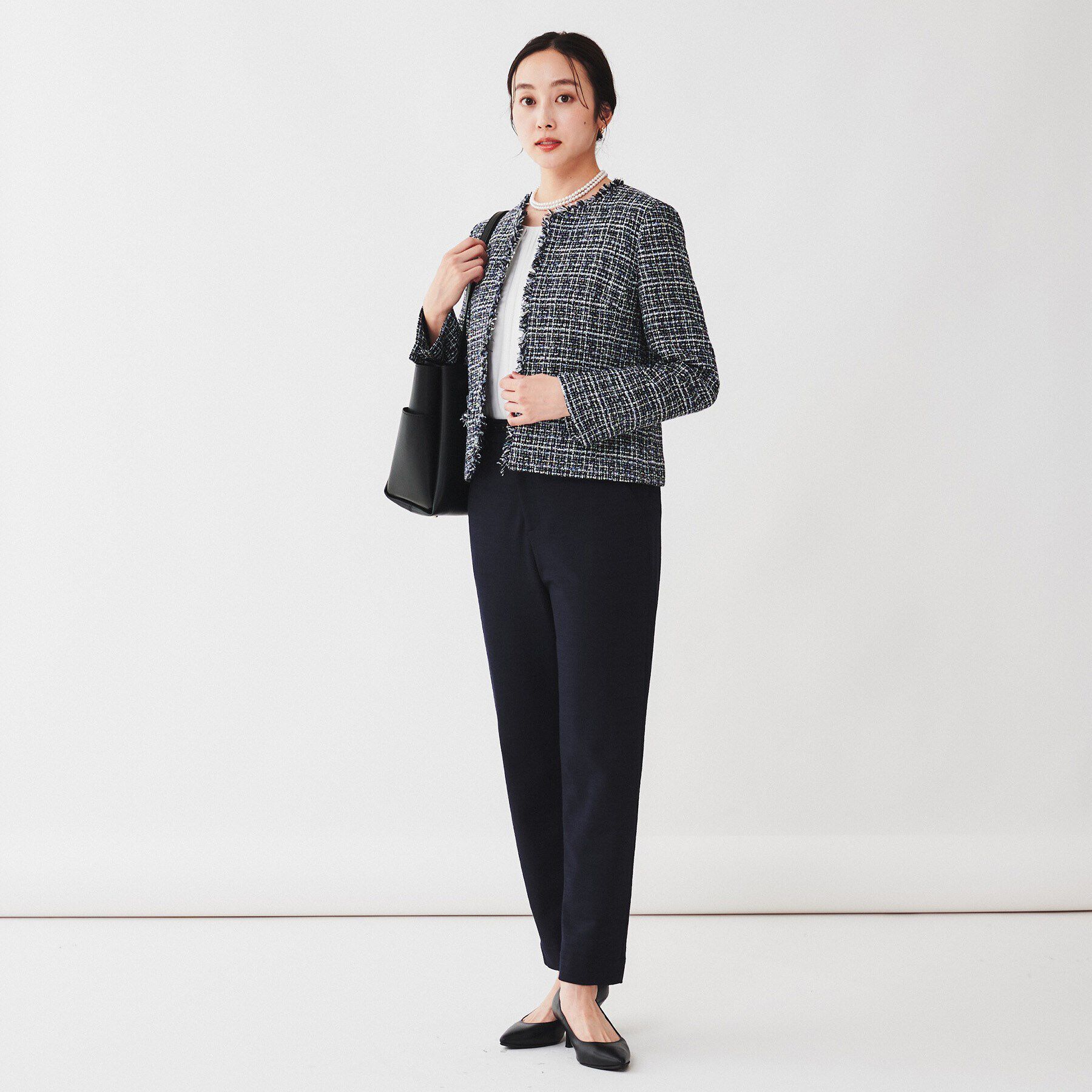 UNTITLED「【入卒/セレモニー/通勤】ラメツイード ノーカラージャケット」|ノーカラージャケット|