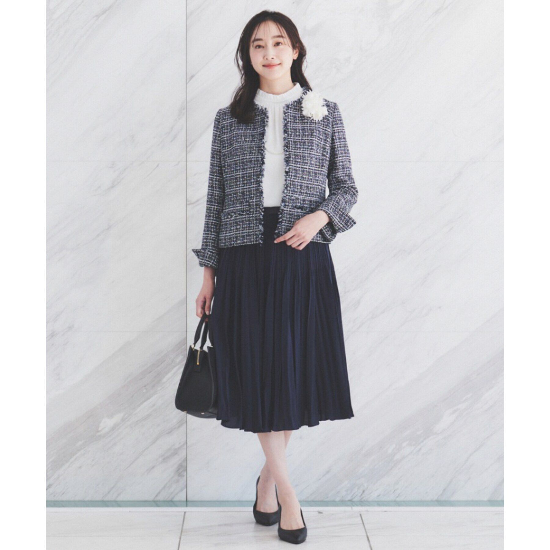 UNTITLED「【入卒/セレモニー/通勤】ラメツイード ノーカラージャケット」|ノーカラージャケット|