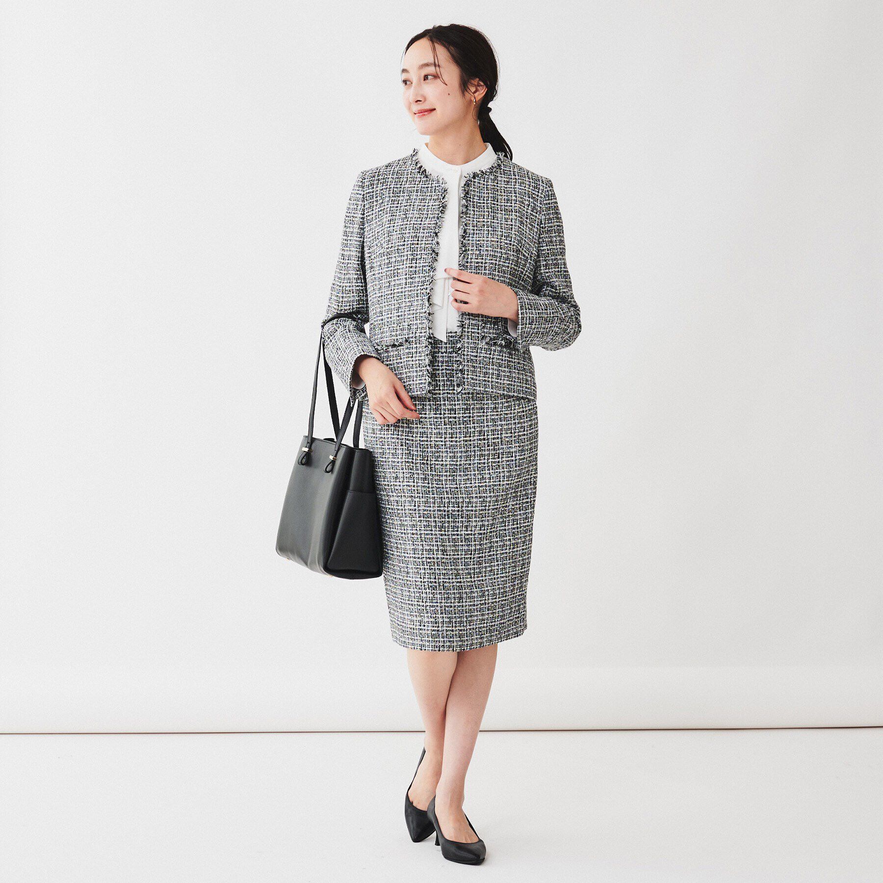 UNTITLED「【入卒／セレモニー／通勤】ラメツイードタイトスカート」|スカート|