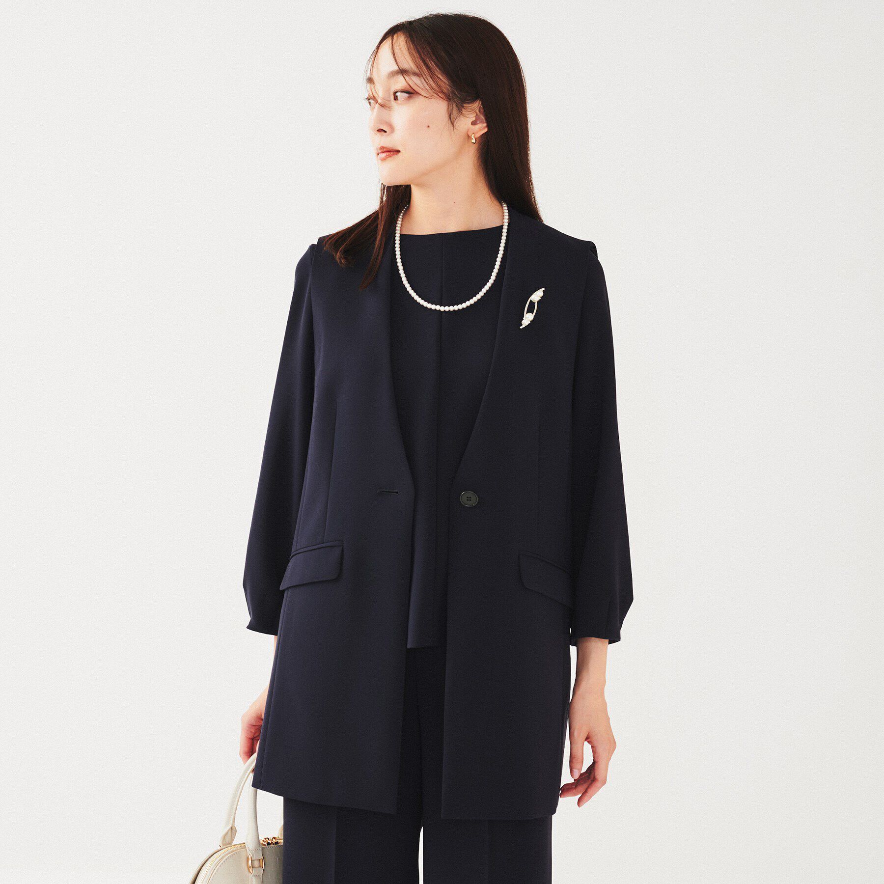 UNTITLED「【セットアップ可能】カラーレスジレ」|ベスト・ジレ|ネイビー(094)