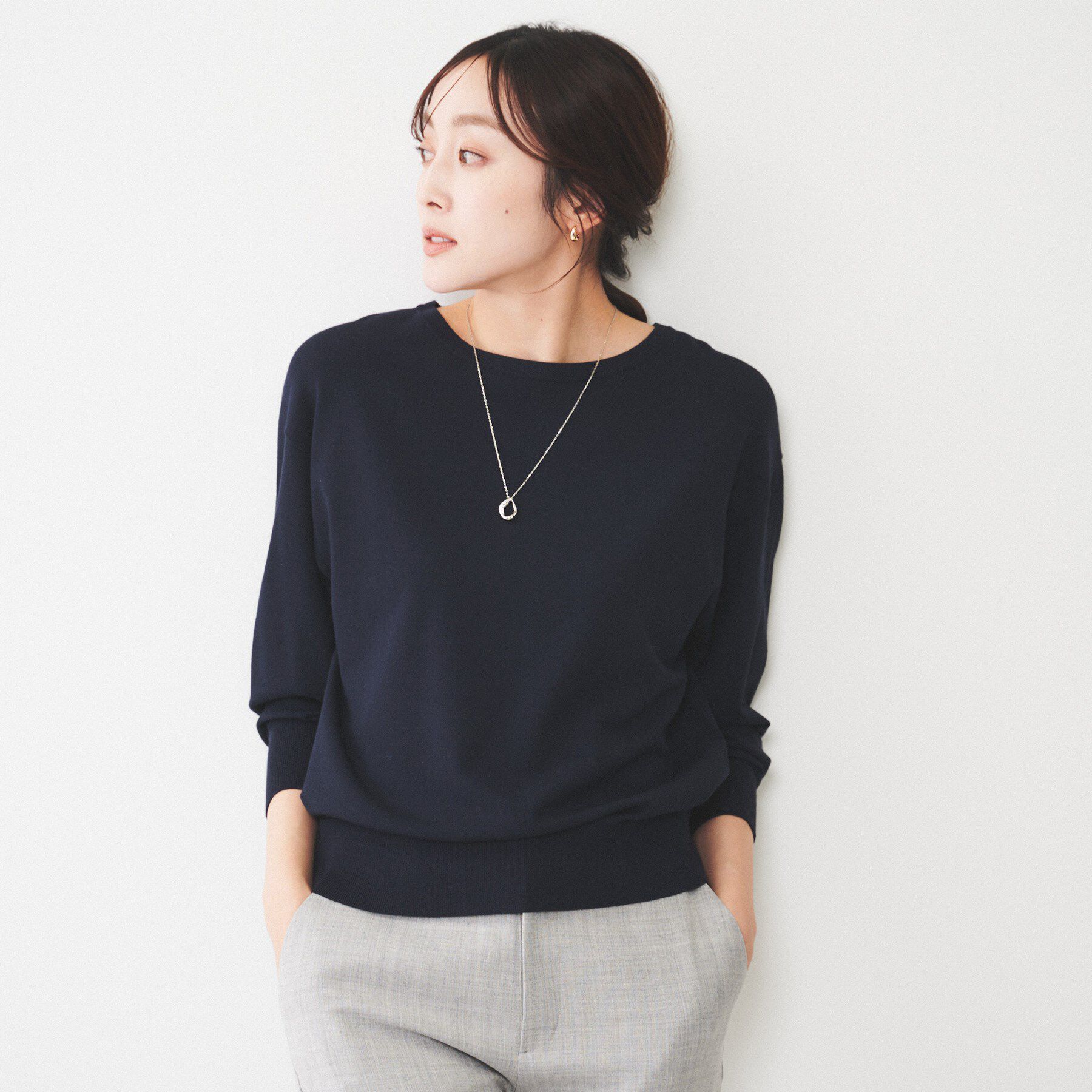 UNTITLED「【洗える/2WAY】ストレッチニット」|ニット・セーター|ネイビー(094)