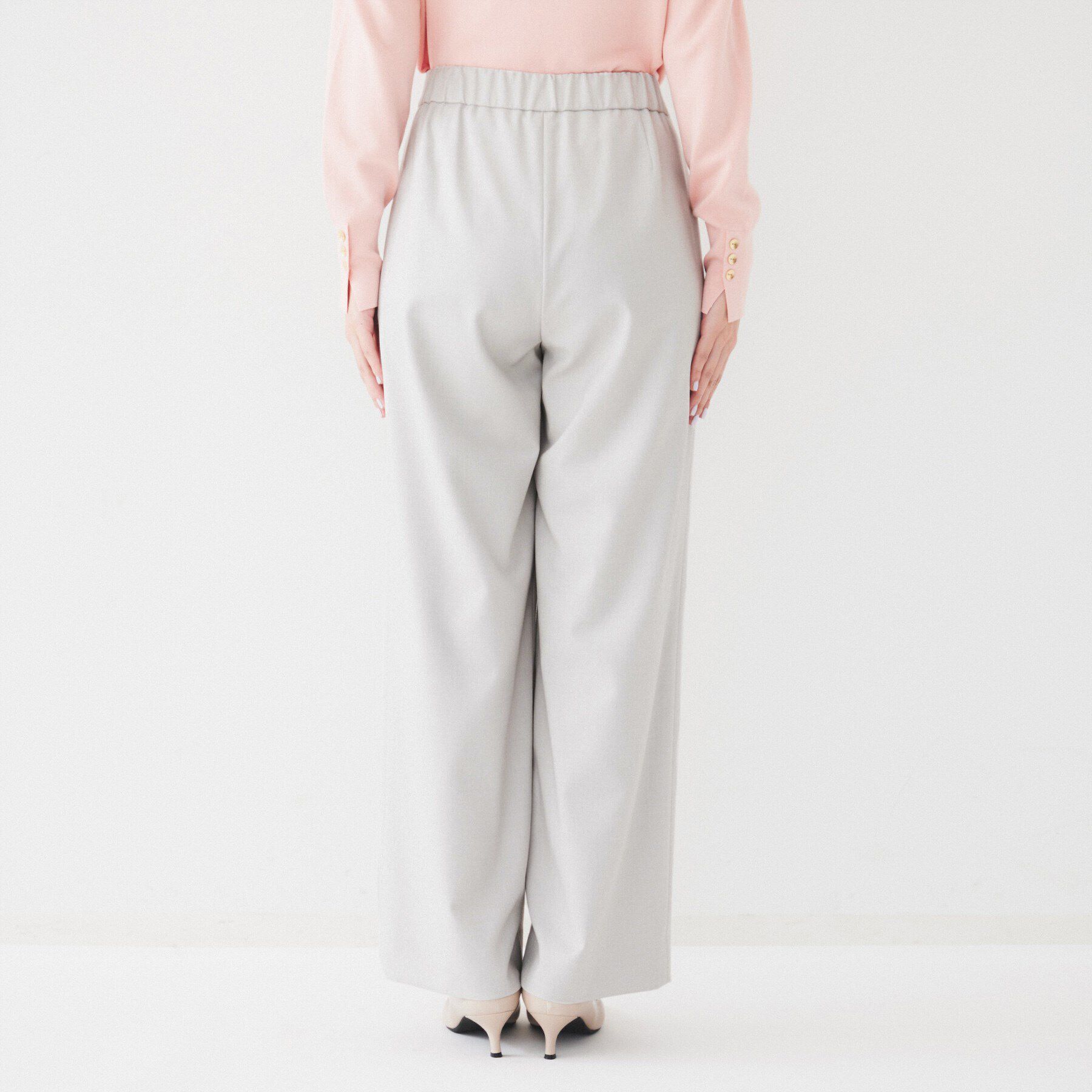 UNTITLED「【後ろウエストゴム/洗える】梳毛調ソフトワイドパンツ」|その他|