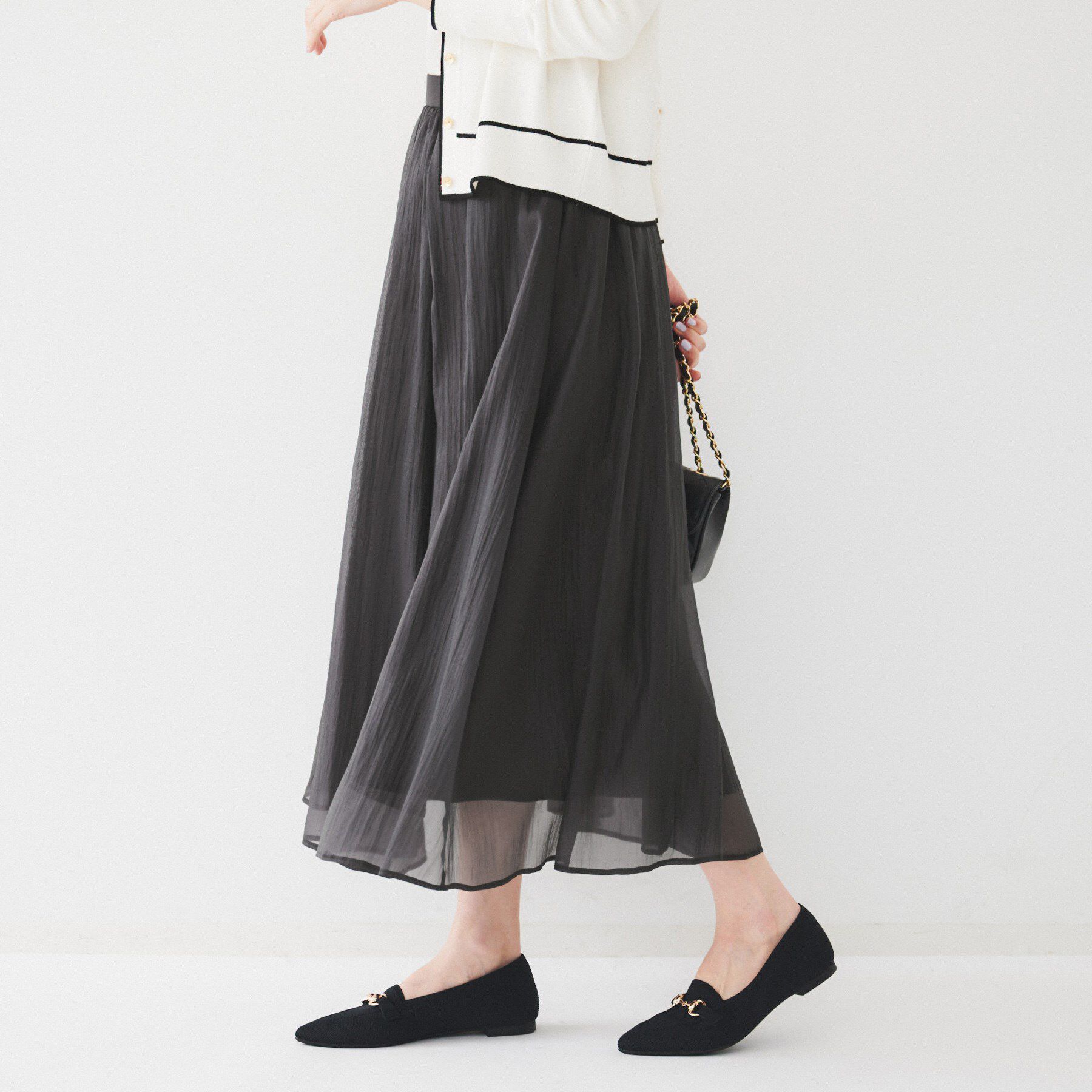 UNTITLED「【後ろウエストゴム/洗える】シアーローンロングスカート」|スカート|