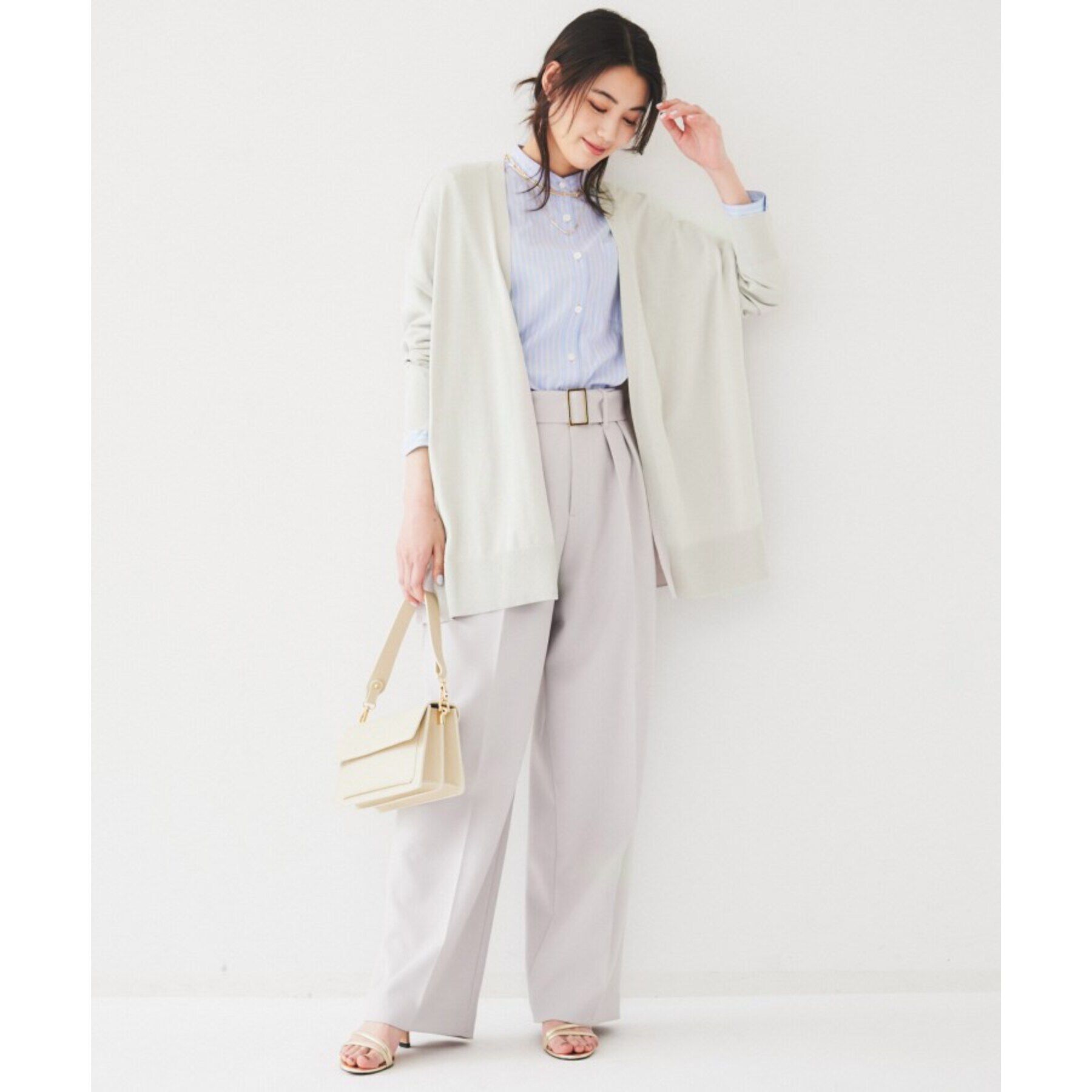 UNTITLED「【コットン100/ストライプ】タイプライター バンドカラーシャツ」|シャツ・ブラウス|