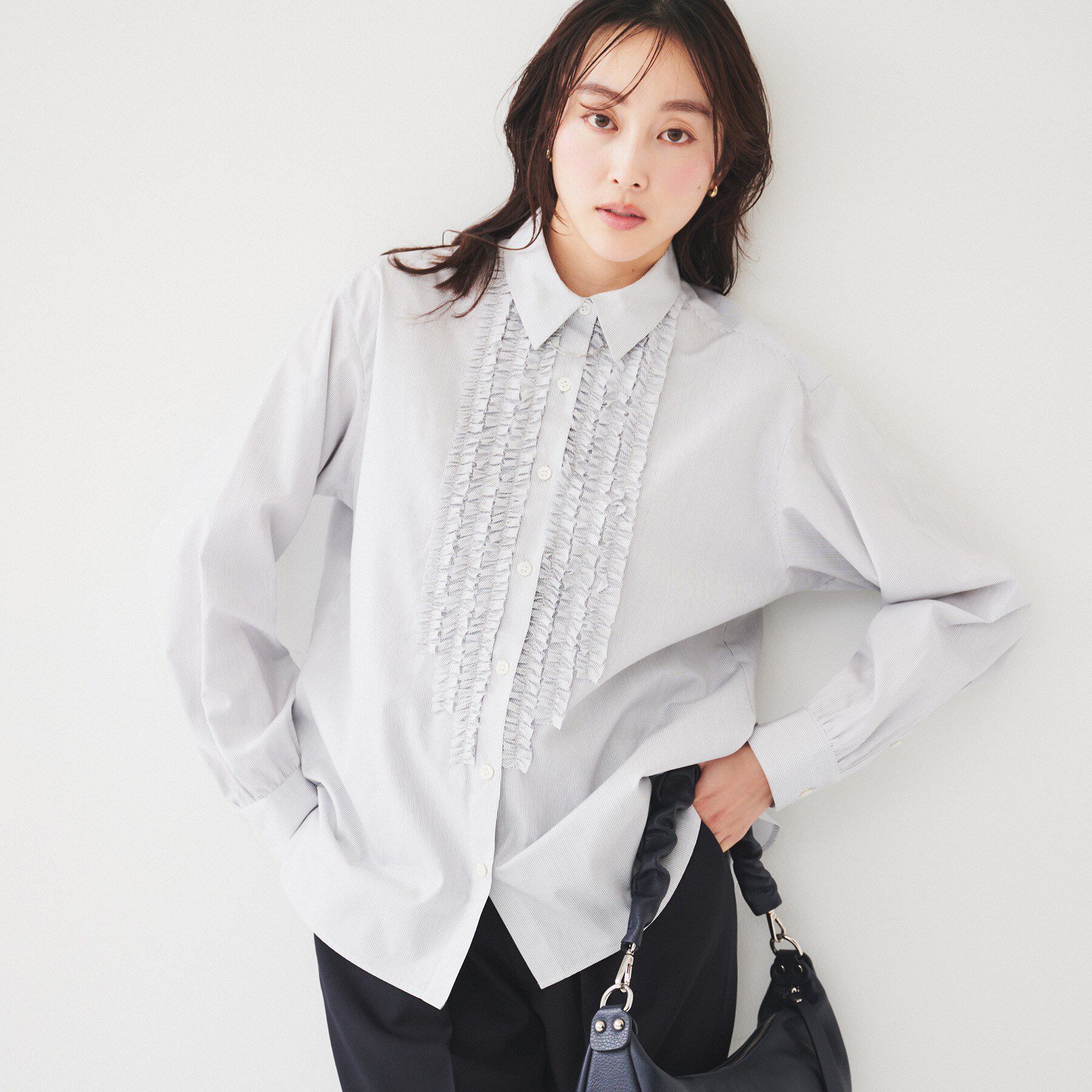 UNTITLED「【コットン100/前開きボタン】フロントフリルシャツ」|シャツ・ブラウス|