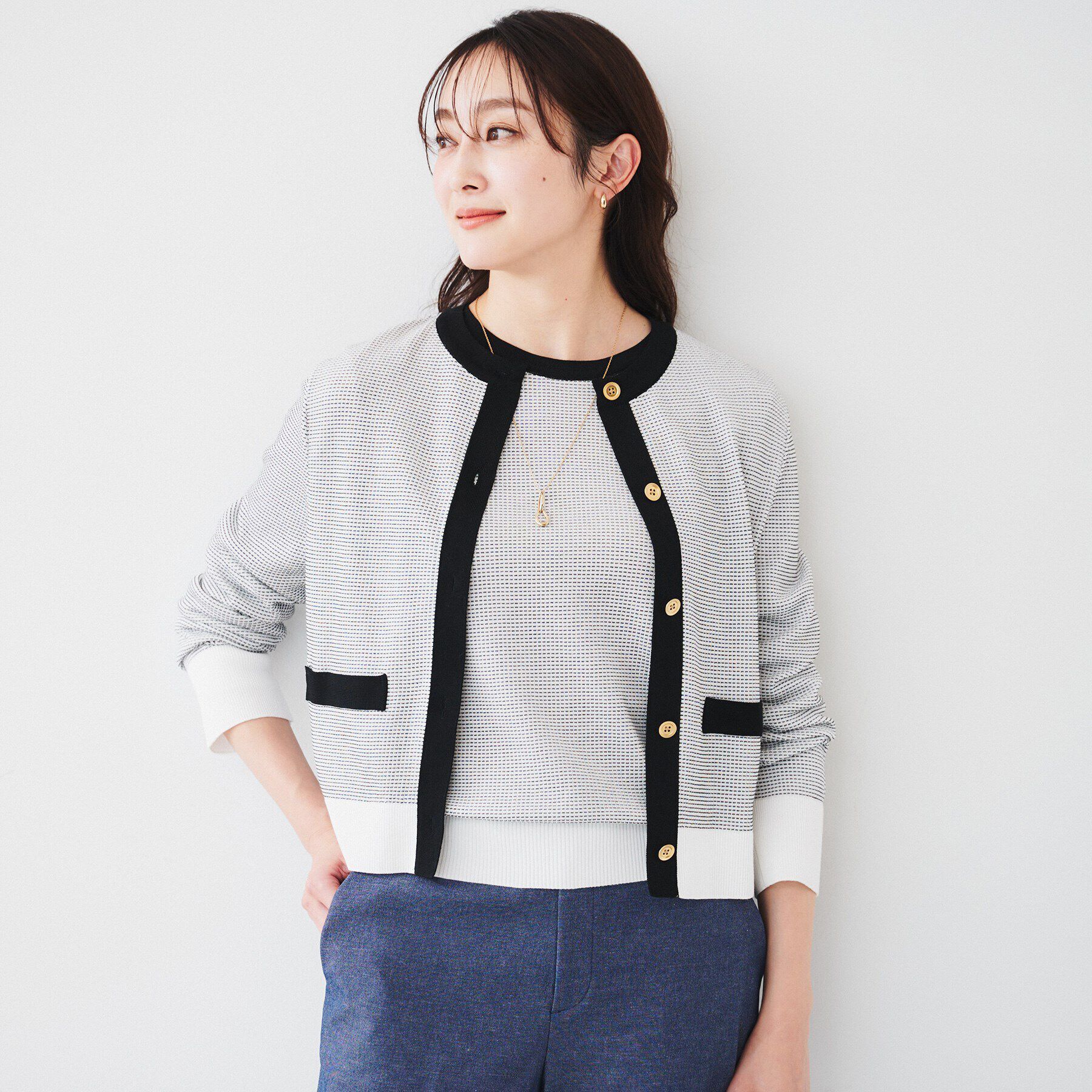 UNTITLED「【配色カラー/アンサンブル可能】キレイめ カーディガンニット」|カーディガン|