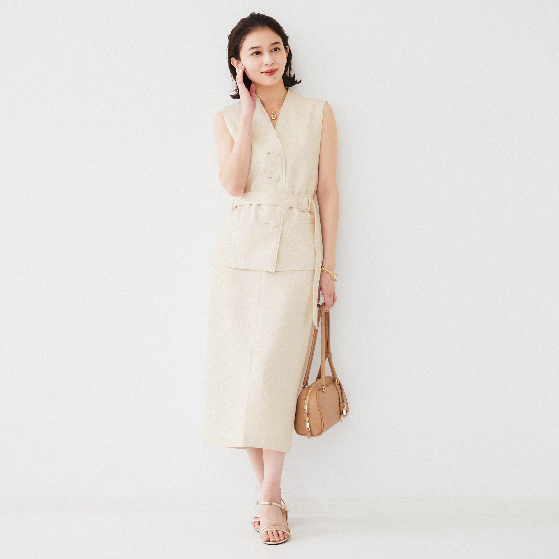 UNTITLED「【セットアップ可能】リネンライクキャンバス ペンシルスカート」|スカート|