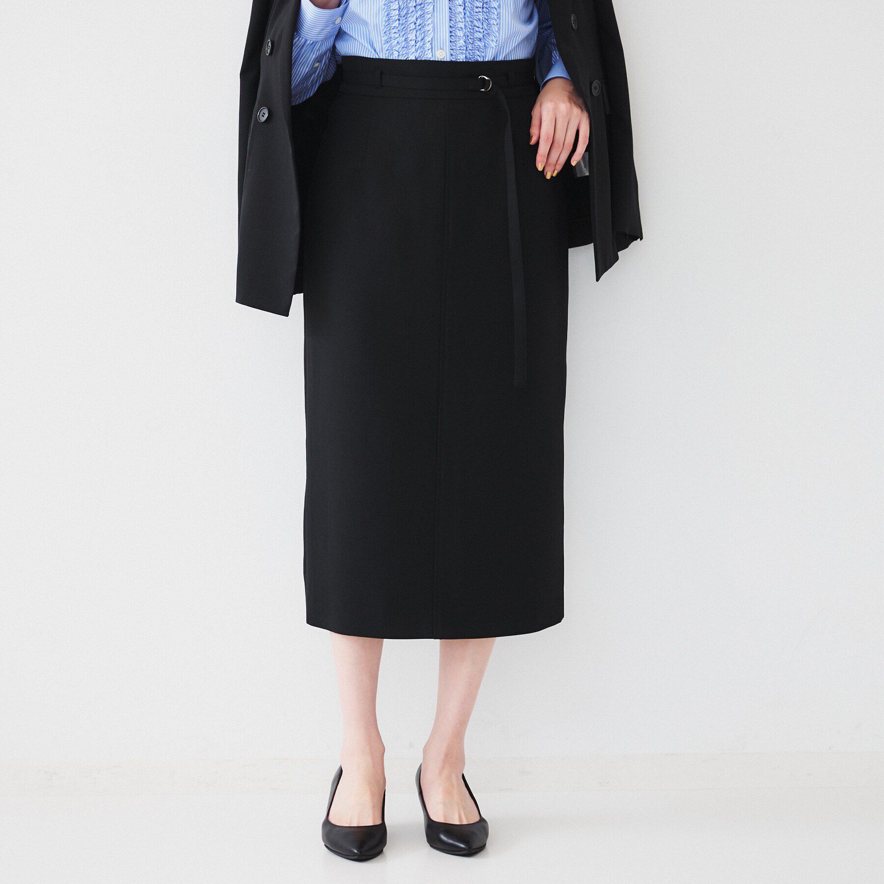 UNTITLED「【接触冷感/UV/セットアップ可能】ライトウェイト ナロースカート」|スカート|ブラック(019)
