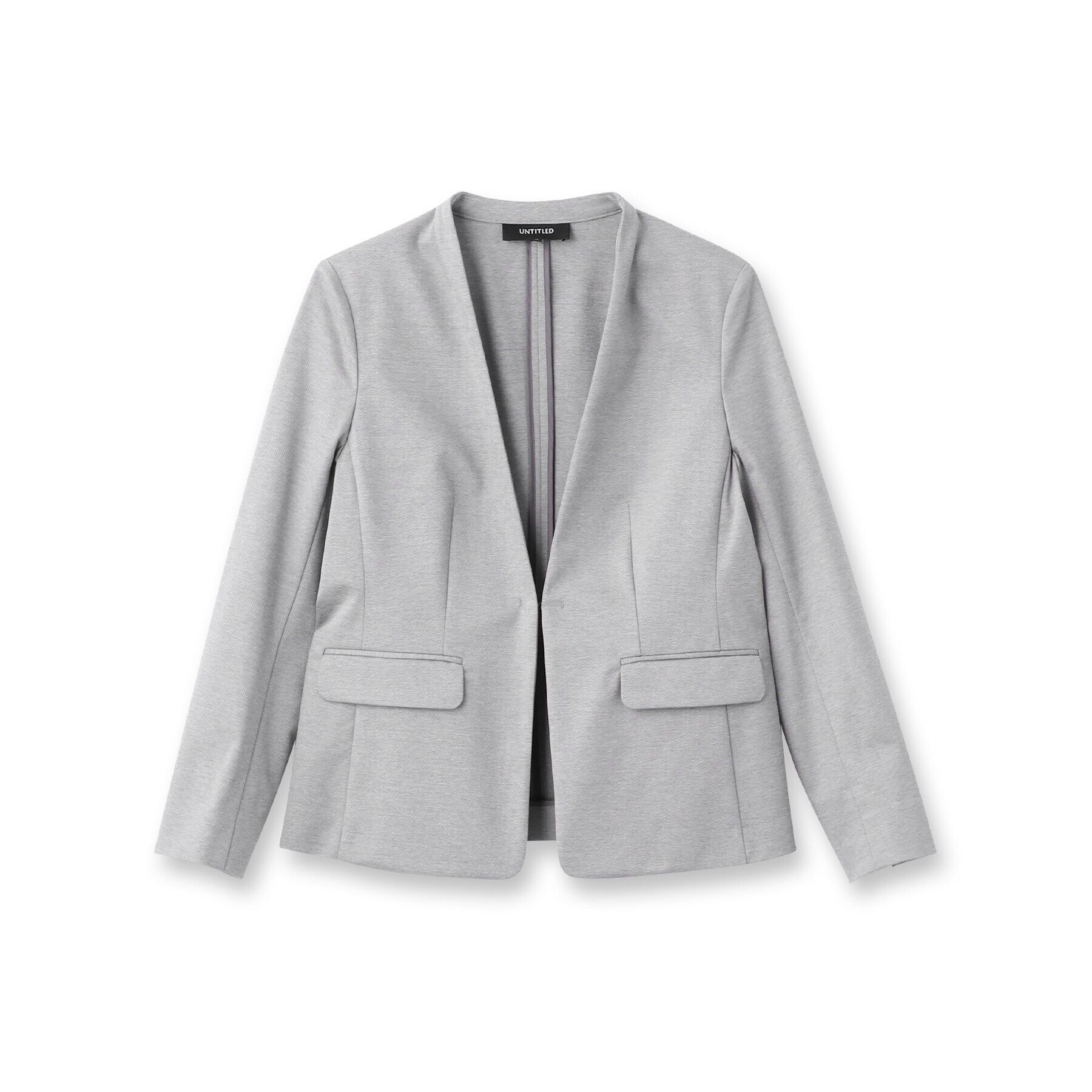 UNTITLED「【通勤スーツ】コットン混ジャージ カラーレスジャケット」|ノーカラージャケット|
