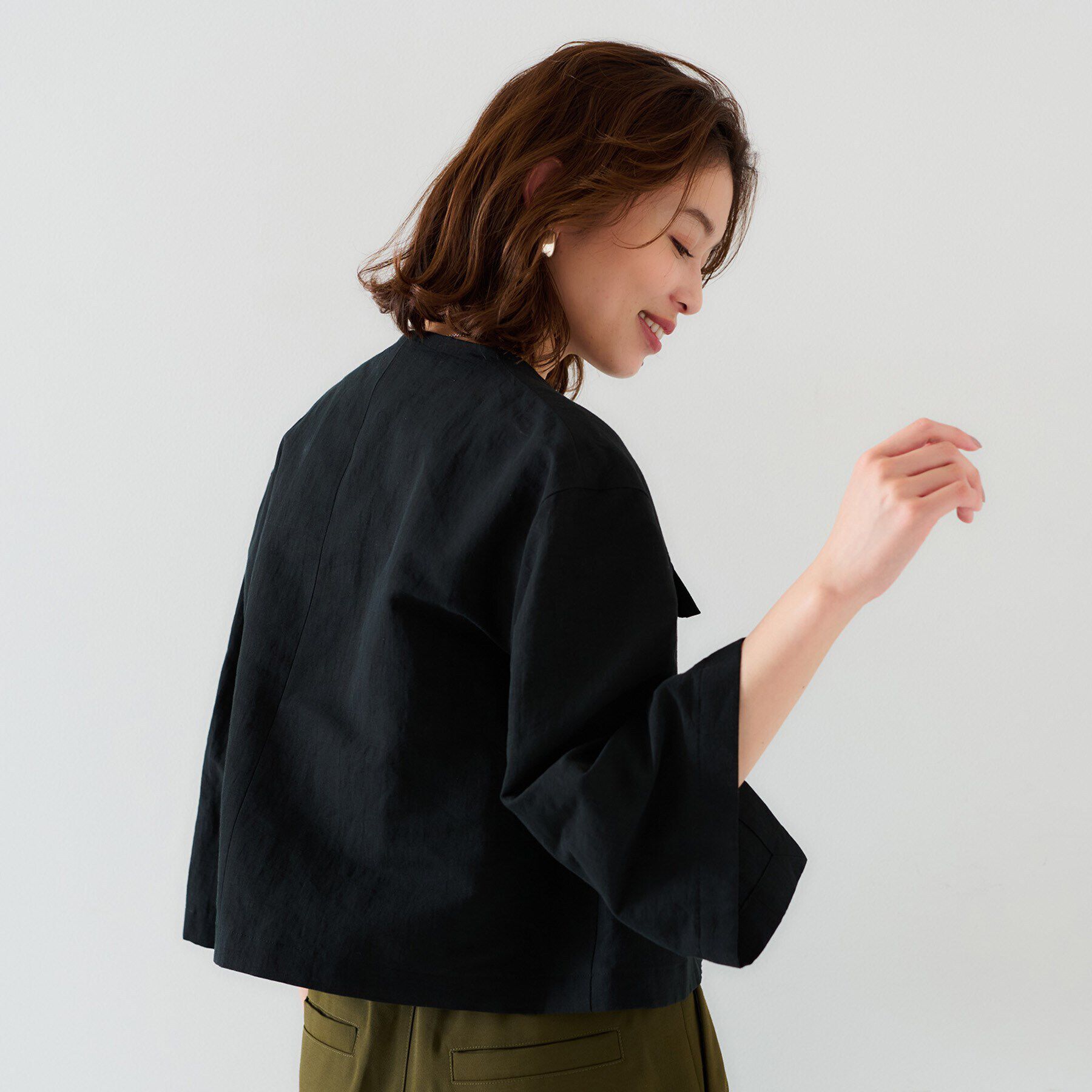 UNTITLED「【トレンド/七分袖】タイプライター ノーカラージャケット」|ノーカラージャケット|