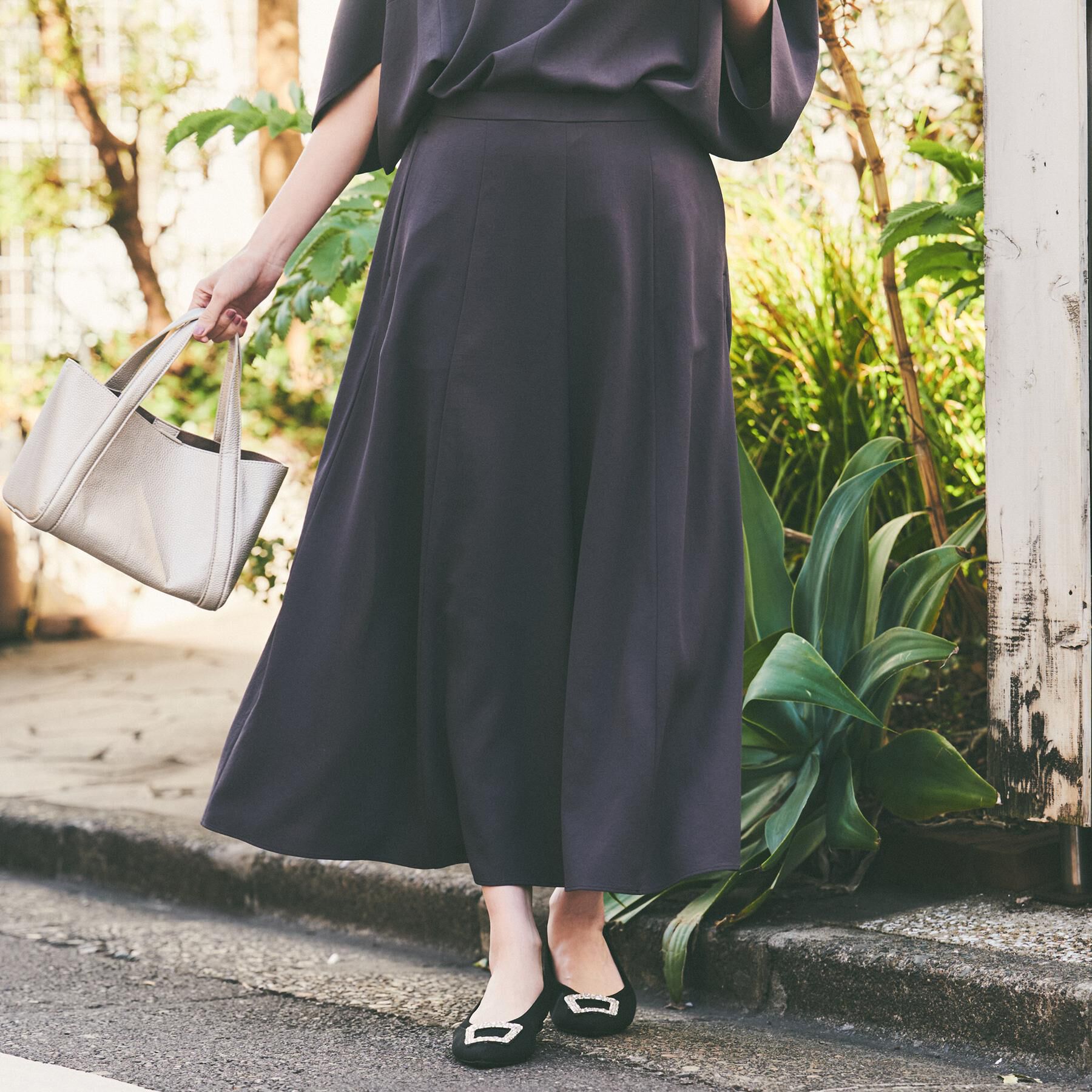 UNTITLED「【セットアップ可/接触冷感/イージーケア】リラクミスト フレアスカート」|スカート|チャコールグレー(0