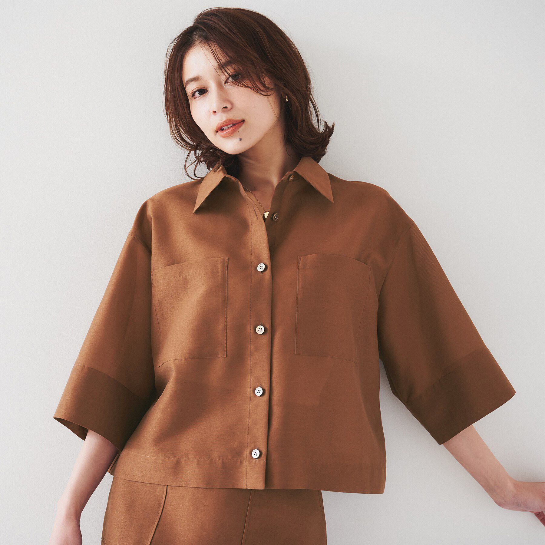 UNTITLED「【セットアップ可能】オーガンジーボクシーシャツ」|シャツ・ブラウス|モカブラウン(042