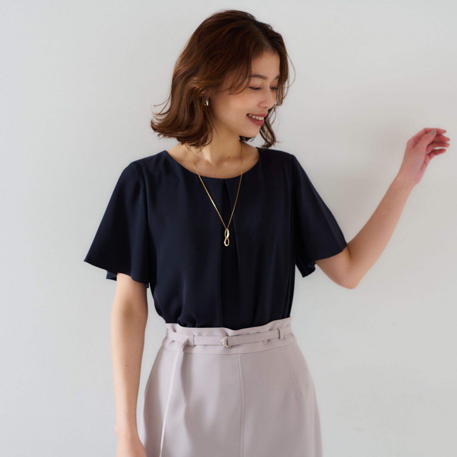 UNTITLED「【通勤／二の腕カバー】フロントタックブラウス」|シャツ・ブラウス|