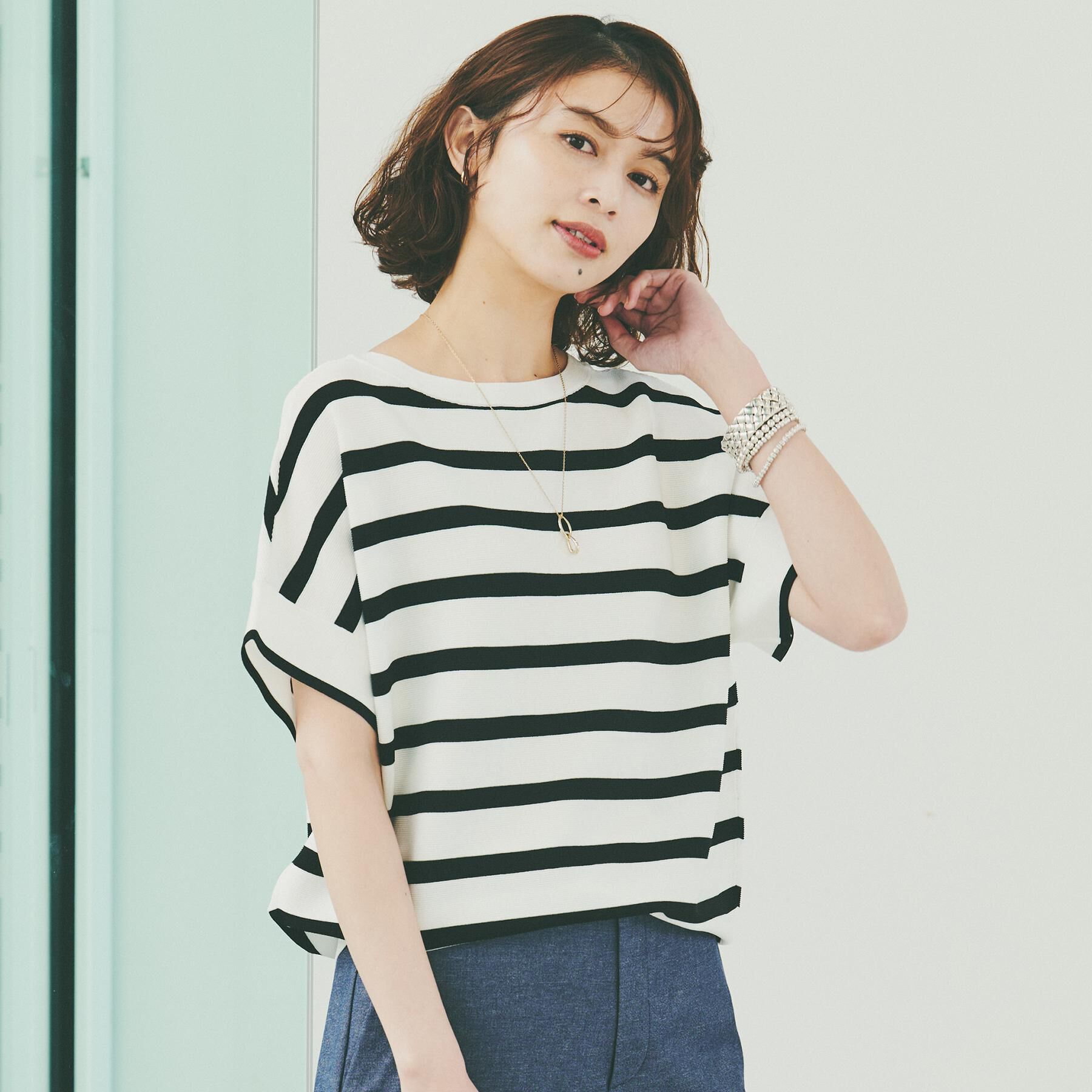 UNTITLED「【12色展開/体型カバー/2way】バウンドスリーブニット」|ニット・セーター|