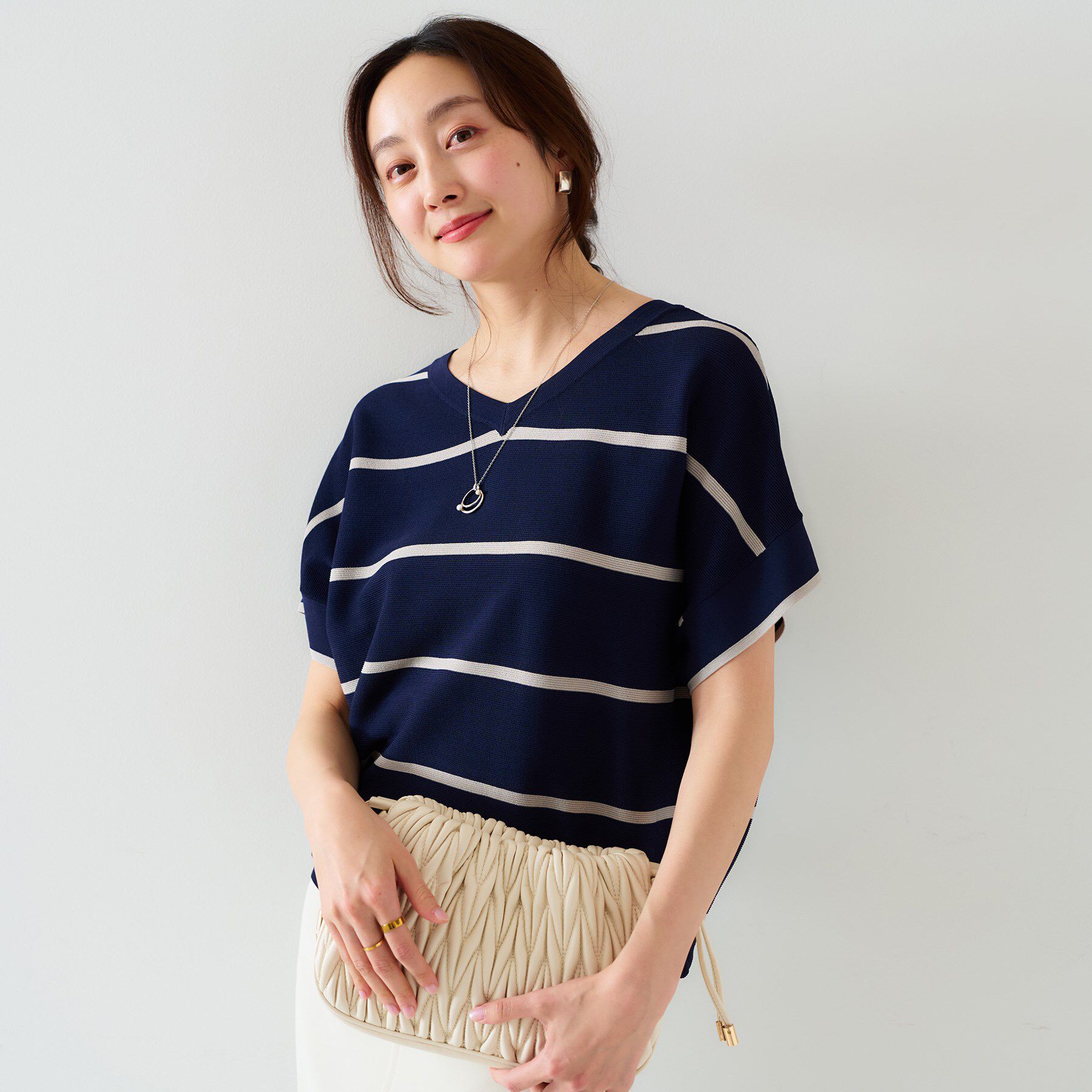 UNTITLED「【12色展開/体型カバー/2way】バウンドスリーブニット」|ニット・セーター|